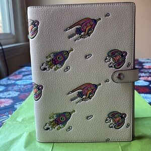 🚀 COACH Colorful COSMIC Rocket Print Cream Notebook🚀 NWT 🚀
